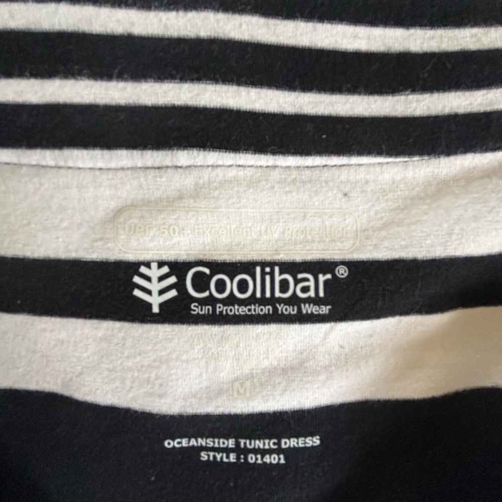 Women’s Coolibar Oceanside Tunic Black and White Striped Dress Sz M - Picture 5 of 10